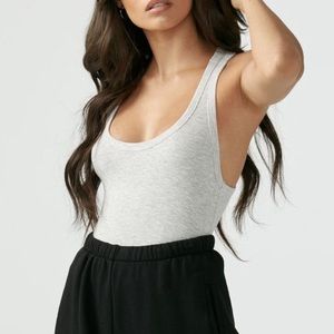 Joah Brown Fitted Racerback Tank in Pearl Grey